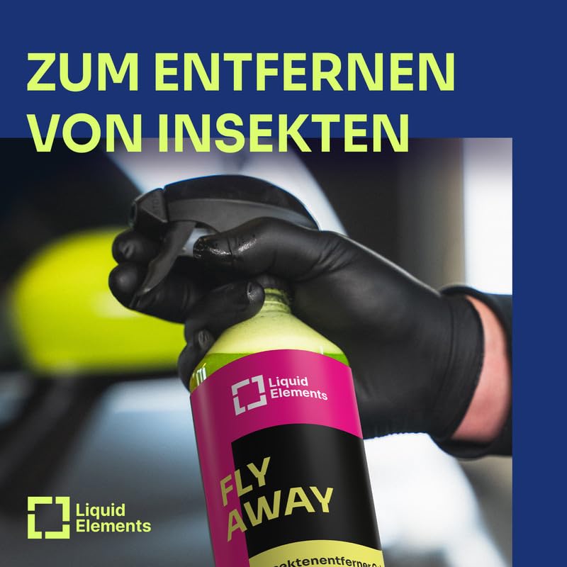 Liquid Elements – Felgenreiniger & Insektenentferner Set Dust Cracker 1L & Fly Away 500ml – Bundle Auto Reiniger für Felgen & Insektenreiniger für Lack & Autoscheiben – Für hartnäckige Verschmutzungen