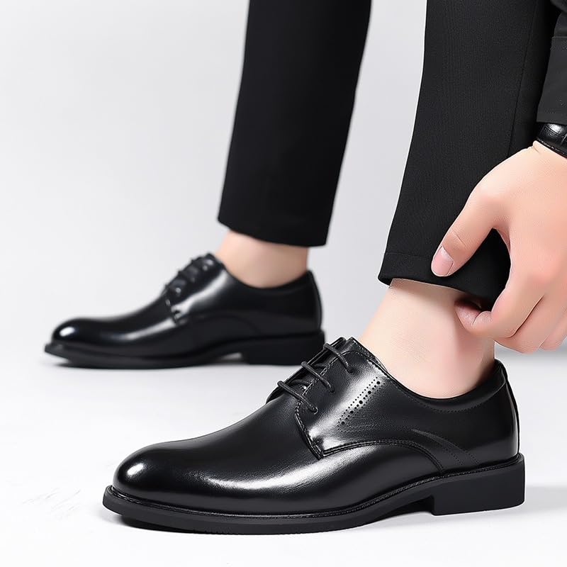Outdoor Dress Shoes for Men's Waterproof Leather Lace-up Cap Toe Design Non Slip Casual3