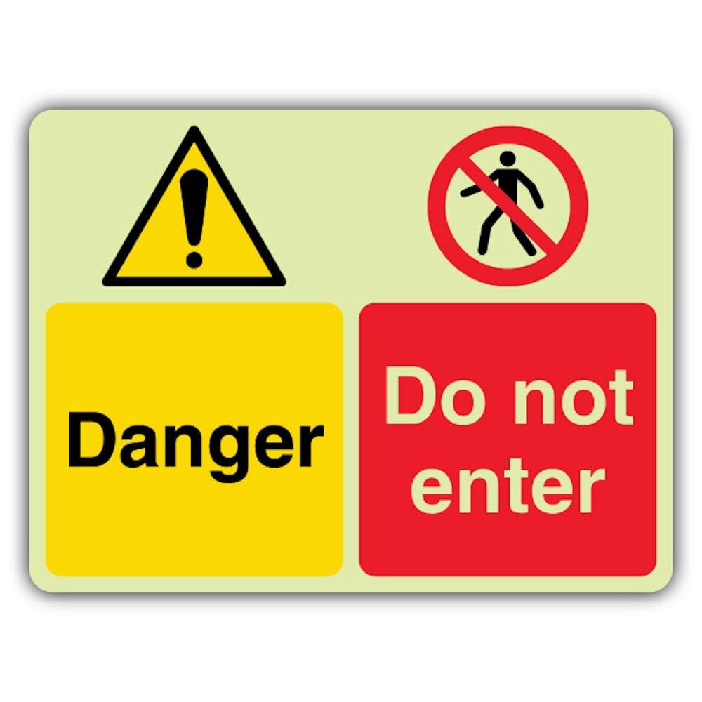 V Safety Glow In The Dark Danger - Señal de advertencia de peligro, 600 x 450 mm, hecha de vinilo autoadhesivo de doble brillo, señalización de advertencia de peligro, fabricado en Gran Bretaña