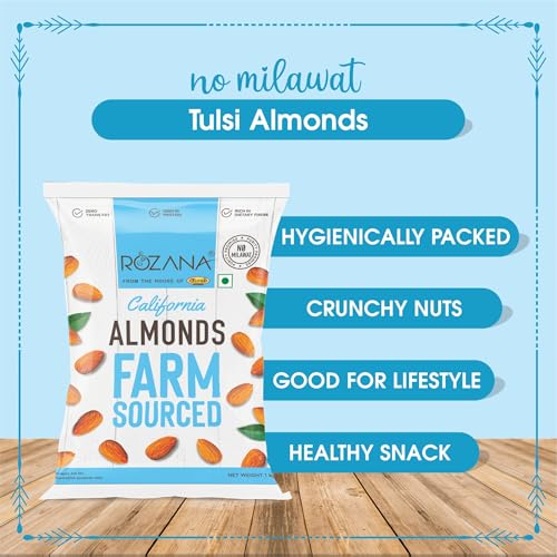 Image of Tulsi Rozana Value California Almonds 500g | Whole Almond | Badam Giri | Rich in Protein | High in Fiber | Good for Health | Loaded with Antioxidants | Nuts & Dry Fruits | Healthy Nuts