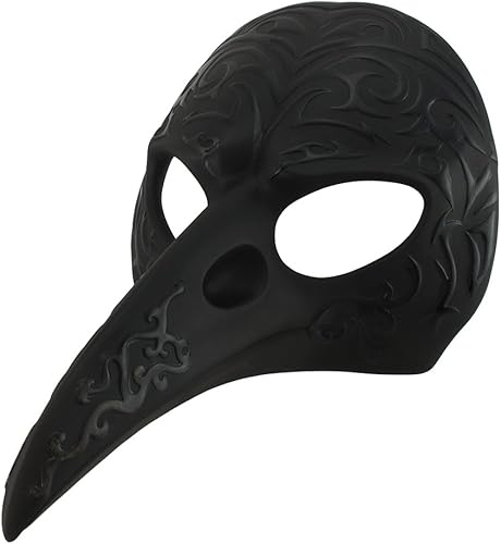 Zeckos Máscara de carnaval de pico de cuervo con estampado negro para colgar en la pared