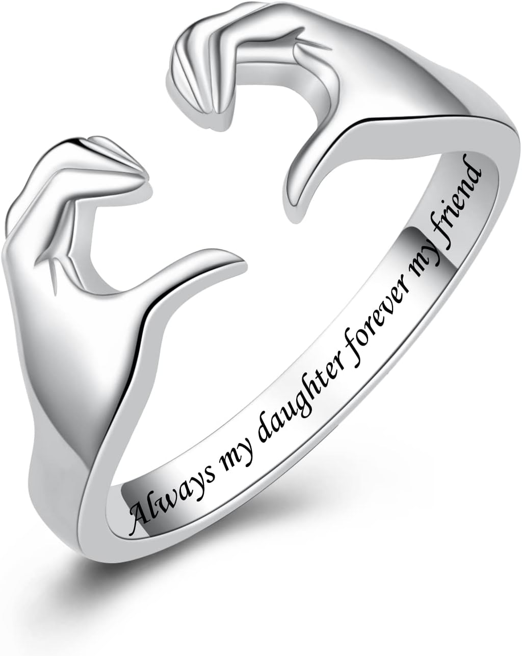 Fookduoduo Hug Rings for Women Sterling Silver Adjustable Love Ring Always with You Jewelry Rings Couples Bands Hugging Ring for Women Teen Girls