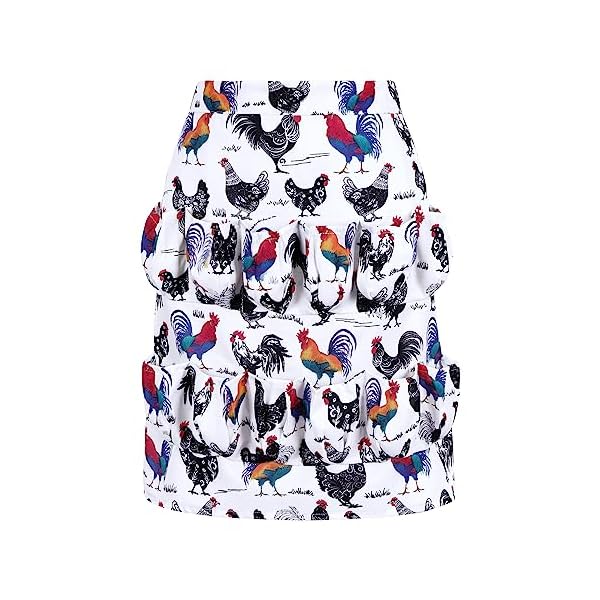 FRAMICS Chicken Egg Apron with Pockets, Adjustable Neck Strap Kitchen Apron for Women Men, Waterproof Egg Gathering Apron Cooking Apron, Durable Bib for Farmhouse, 27.6 x 31.5 Inch, Polyester Cotton FRAMICS Chicken Egg Apron with Pockets, Adjustable Neck Strap Kitchen Apron for Women Men, Waterproof Egg Gathering Apron Cooking Apron, Durable Bib for Farmhouse, 27.6 x 31.5 Inch, Polyester Cotton