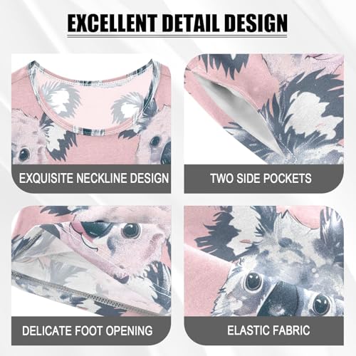 ALAZA Cute Koala Watercolor Pajamas Short Sleeve 2 Piece Sleepwear Top and Bottom Pajama Set Unisex4