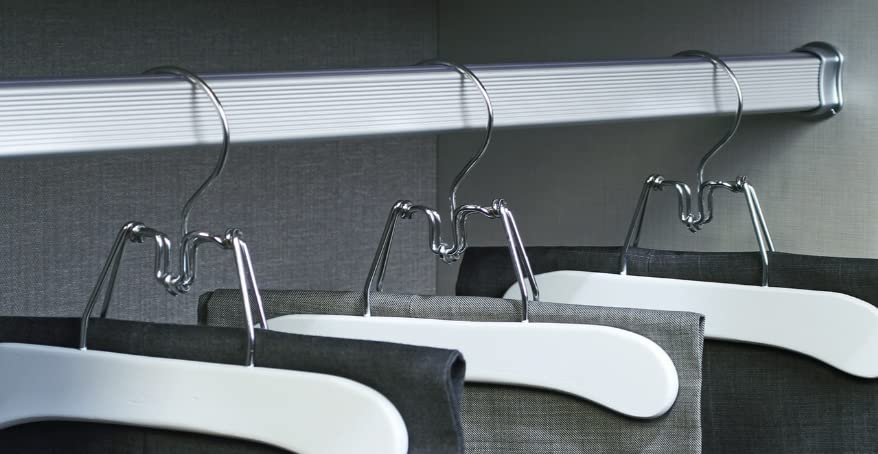 TAG Hardware Premium Wardrobe Closet Rod Concave Shape with End Supports and Protective Cap (30 INCH LONG, Matt Aluminum)