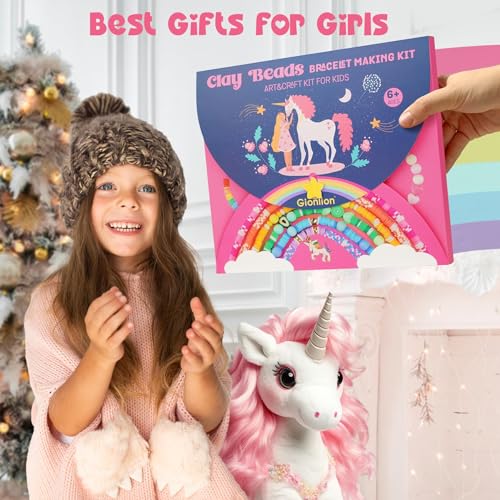 Image of Gionlion Bracelet Making Kit for Girls 8-12, Arts and Crafts for Jewelry Making Supplies Kit with 198Pcs Letter Beads, Unicorn /Mermaid DIY Birthday Gifts