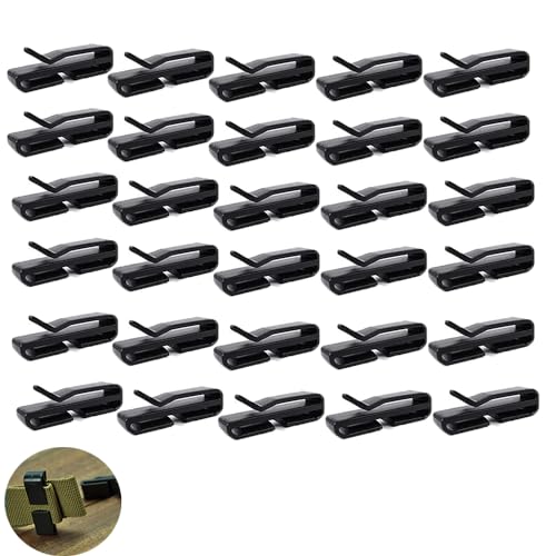 ArrErr 30 Pack Webbing Ending Clip Plastic 1 Inch Excess Length Straps End Keeper Quick Slip Buckle Fastener for Diaper Bag Molle Webbing Tactical Rucksack Backpack Belt Pouch Climbing Sticks
