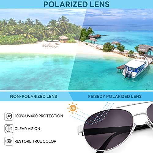Image of FEISEDY Classic Aviator Sunglasses for Women Pilot Polarized Sunglasses Men UV400 Protection for Driving Fishing Golf B4109