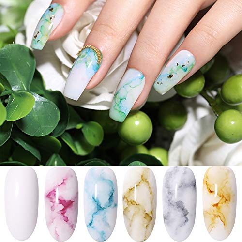 BORN PRETTY Blossom Nail Polish, Magic Blooming Gradient Color Nail Polish manicuring Kit Watercolor Ink Marble Nail Art Design, 6...