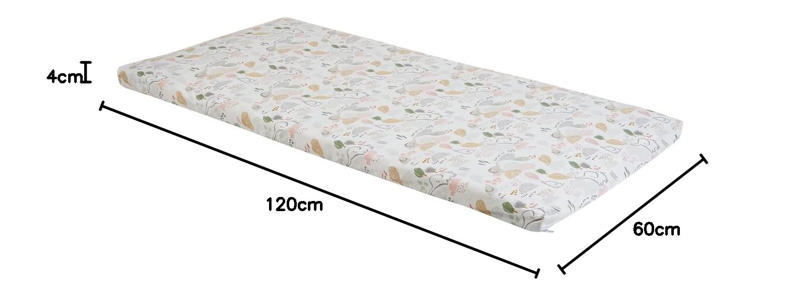 Tinéo - Matelas Bébé De Voyage 60x120x4cm, Dessous PVC Imperméable, Utilisation Intérieur et Extérieur, Déhoussable, Enroulable, Transportable, Fabriqué en France (Savane)