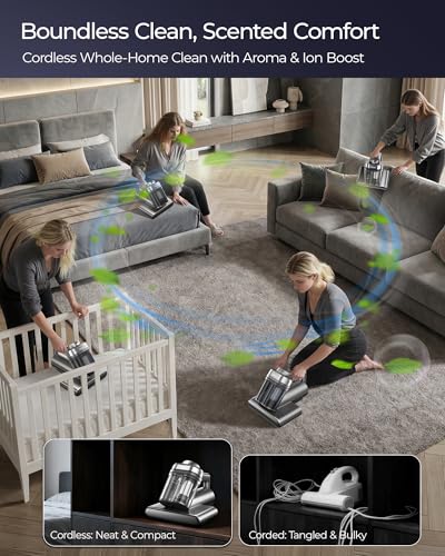 Image of Teant Cordless Mattress Bed Vacuum, 18kPa Suction & LED Display, Model MV01