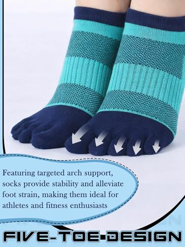 Image of Fourluoo 6 Pairs Women Cotton Athletic Toe Socks