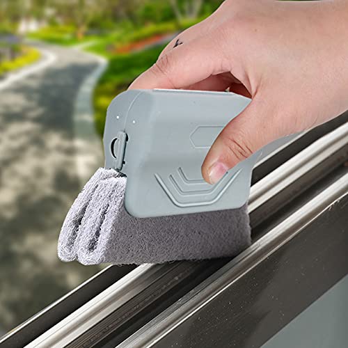 Window Groove Cleaning Brush,2024 New Hand-held Magic Window Track Cleaner Tools Set,Groove Cleaning Brush Window or Sliding Door for Sliding Door, Sill, Tile Lines, Shutter (Gray)