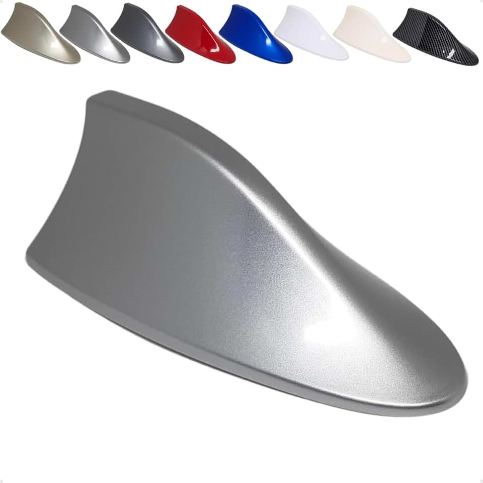 Antena Tubarão Shark com Sinal de Rádio FM AM Multimarcas Ideal para Carros com Teto Curvo (Prata)