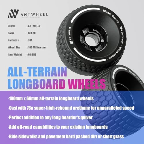 ANTWHEEL All-Terrain Longboard-Räder, 100 mm, Elektro-Skateboard-Räder, 78 A High Rebound Urethan-Räder (All-Terrain-Räder)