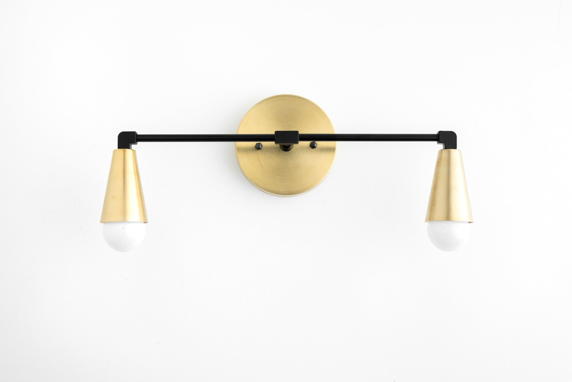 Antique Nautical Art Midcentury Vanity - Cone Wall Light - Modern Light Fixture - Wall Lamp - Model No. ANA00190 (Brass/Black/Brass)