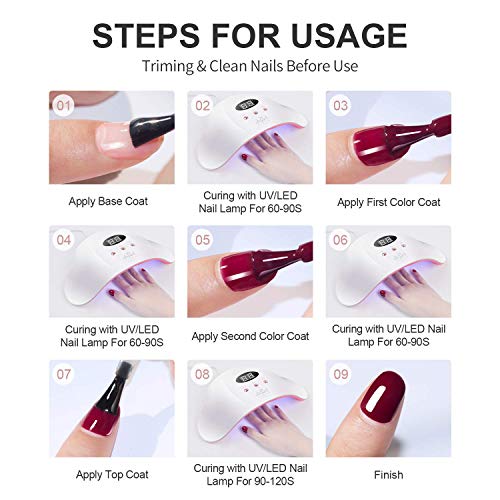 Ab Gel Soak Off UV LED Starter Kit for Manicure Collection of Silver Gold Glitter White Green Red 8 PCS Gel Nail Polish Set