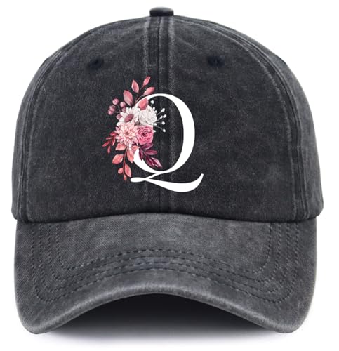 Cute Birthday Gifts for Women Mom Girls Classic Alphabet Letter Q Wedding Bridesmaid Baseball Cap Christmas Mothers Day Hats for Mama Grandma