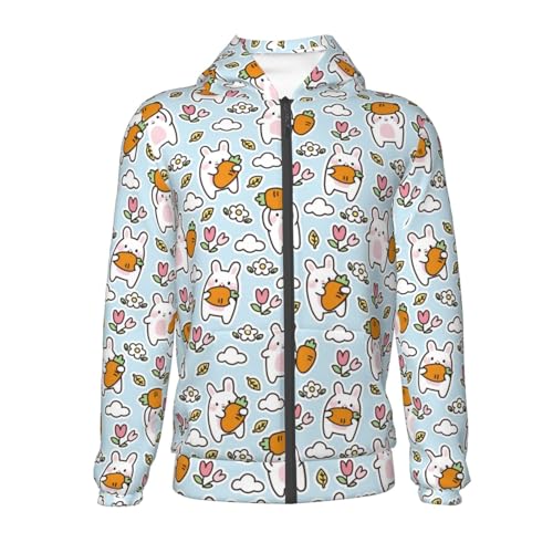 Cute Rabbit Hold Carrot Kid Hoodies Boys Zip Up Sweatshirts Girls Pullover with Pocket2