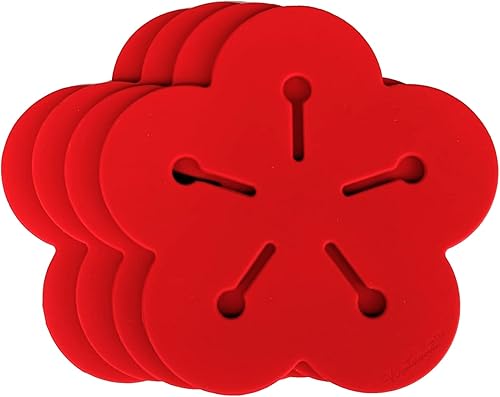 Wintersweet Salvamanteles de silicona, posavasos con patrón de flores, chino oriental, decoración navideña de Año Nuevo, boda, San Valentín, rojo,