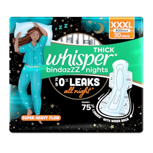 Whisper Store Whisper Bindazzz Nights 30 XXXL Sanitary Pads, Upto 0% - Image 2