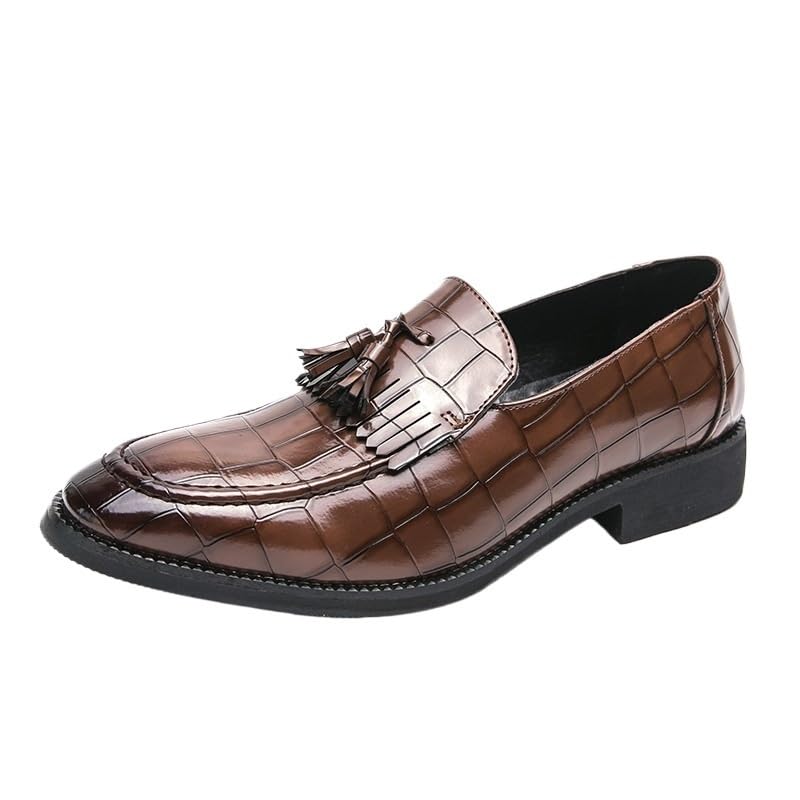 Tassel Dress Shoes for Men Comfort Orthopedic Working Evening Prom Wedding Tuxedo Anti-Slip Non Slip Rubber Sole Block Heel Shoe Synthetic Pu Leather Slip On Breathable