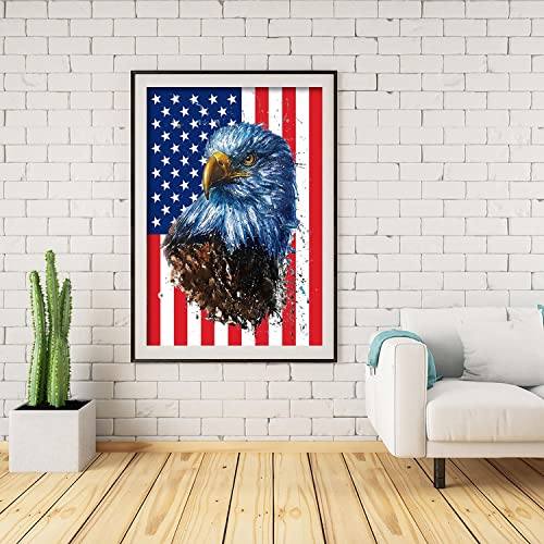 4Th Of July Diamond Painting Kits For Adults,Patriotic Stars And Stripes Eagle Diamond Art,Memorial Day Independence Day Paint With Diamond Kits For Home Wall Deco(Independence Day) 12X16 Inch #TOP6