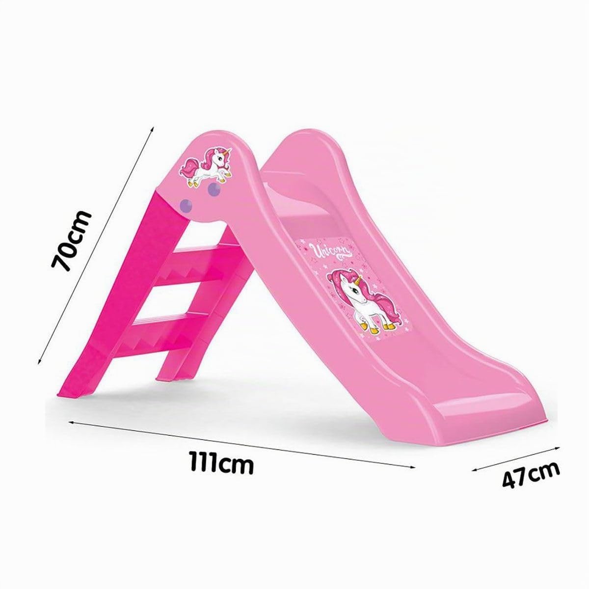 Dolu Mein erster Einhorn Garten Faltbare Rutsche, Einhorn Kinder Indoor Outdoor Garten Spielplatz, Geeignet für Kinder im Alter von 2 bis 6 Jahren - Maße H70 x L111 x B47cm - Pink