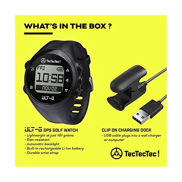 TecTecTec-ULT-G-Stylish-Lightweight-and-Multi-Functional-Golf-GPS-Watch-Durable-Wrist-Band-with-LCD-Display-Worldwide-Preloaded-Courses-Black TecTecTec-ULT-G-Stylish-Lightweight-and-Multi-Functional-Golf-GPS-Watch-Durable-Wrist-Band-with-LCD-Display-Worldwide-Preloaded-Courses-Black