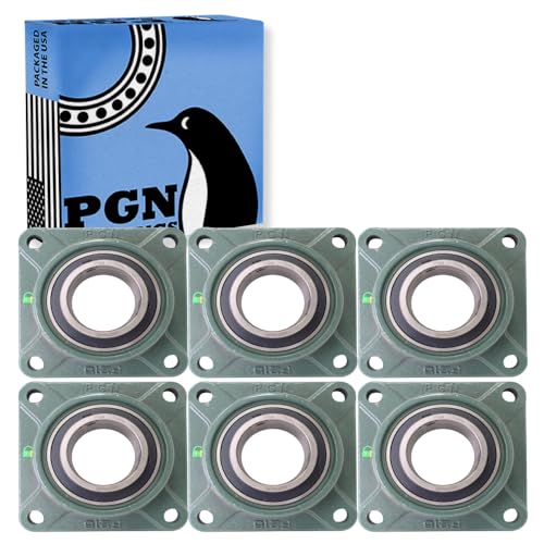 PGN UCF215-47 Pillow Block Bearing - Pack of 6 Square Flange Mounted Pillow Block Bearings - Chrome Steel Bearings with 2-15/16
