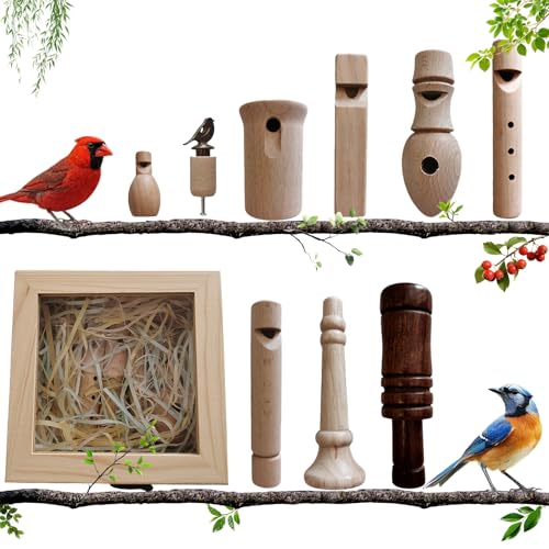 9-PCS Handmade Wooden Bird Call & Duck Call Set – Professional Hunting,Birding Gear & Bird Watching Tool | Gifts for Bird Lovers, Bird Watchers & Kids | Legacy-Grade Wooden Bird Whistle