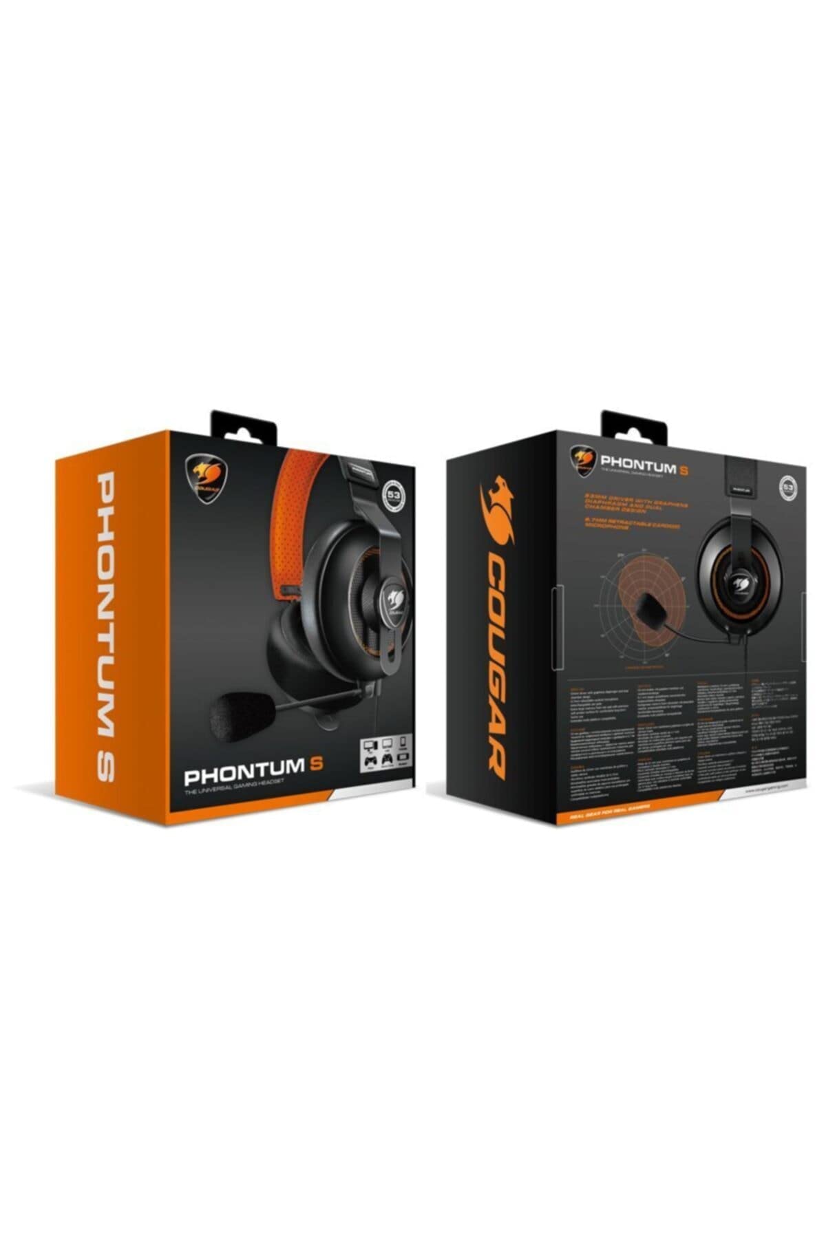 COUGAR Gaming Phontum S Binaural Bandeau Noir, Orange - Casques Audio (PC/Jeux, Binaural, Bandeau, Noir, Orange, avec Fil, 1,2 m)