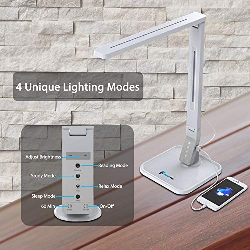 LED-Schreibtischlampe Fugetek FT-L798-W, 14W Exklusives Modell mit LED-Einbau, 5-stufiger Dimmer, Touch-Bedienfeld, 1… – Bild 2
