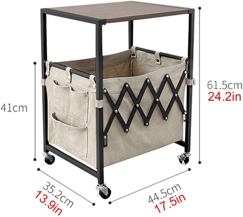 Dental Cart Foldable Multifunctional Trolley Retractable Laundry Basket Removable Storage Rack Assembled Frame Structure with Canvas Storage Bag (Green)