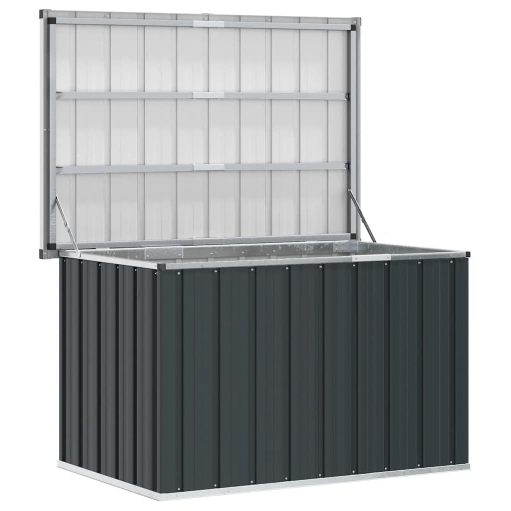Gartenbox Anthrazit aus verzinktem Stahl 109x67x65 cm mit Klappdeckel, wasserdicht und wetterfest für Aufbewahrung von Kissen, Polster, Zubehör auf Terrasse, Balkon