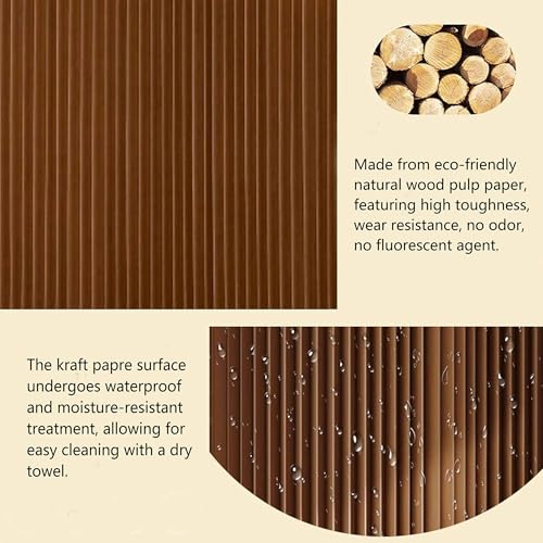 Image of Flexible Kraft Paper Folding Bench with 5 Cushion, 98 inch Retractable Honeycomb Ottoman, Collapsible Portable Seating for Entryway, Space-Saving Vanity Stool, 660 lbs Modern Sustainable Furniture (Brown)