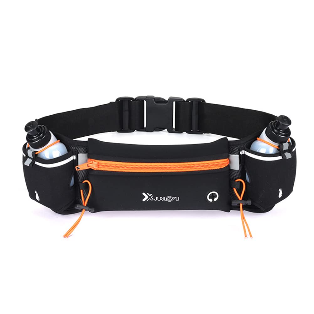 Running Belt with Water Bottles Sports Waist Pouch Hydration Belt Waterproof Waist Pack Bag for Running, Triathlon, Marathon
