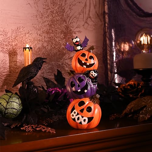 🎃 Lustige Halloween Deko: 25cm Harz Kürbis Figur mit LED Licht – Gruselige Tischornamente für die perfekte Halloween Party! 👻 – Bild 5