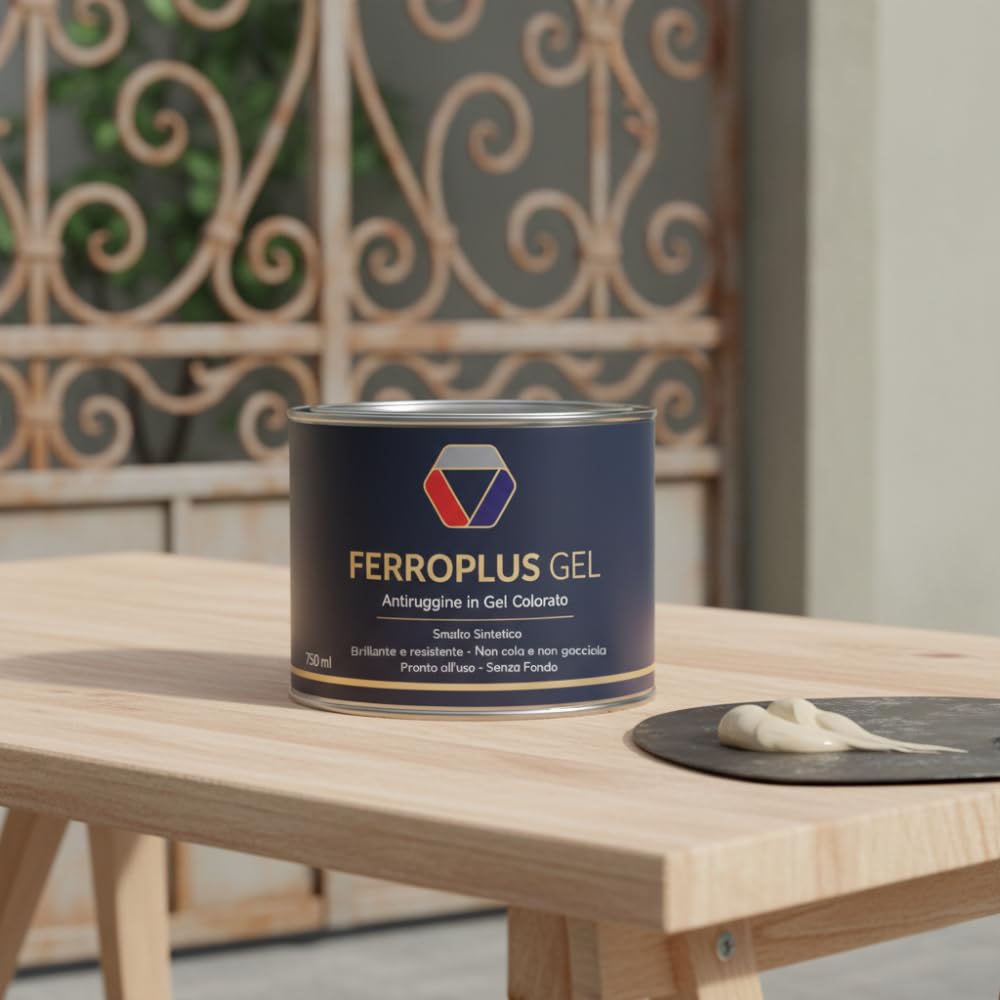 FORTUNATO Kit 3 Pezzi FerroPlus Gel, 3 x 0,75 l, Smalto Sintetico Gel, Antiruggine, Biancoperla RAL 1013, Finitura Lucida, Per Ferro e Metallo