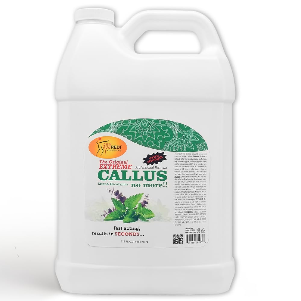 SPA REDI - Callus Remover for Feet Gel, Mint and Eucalyptus, 128 Oz - Professional Pedicure Foot Care - Removes Toughest Calluses in Seconds and