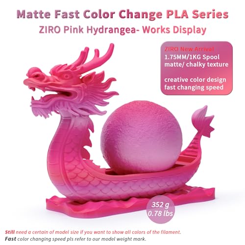 Image of ZIRO Fast Gradient PLA 1.75mm, Matte Texture Rainbow Filament for 3D Printing, Fit Most 3D Printers and Pen, 2.2lbs Spool PLA Material, Pink Hydrangea
