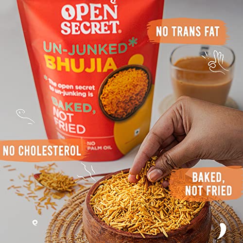 Image of Open Secret Unjunked Bhujia | Namkeen| Baked not Fried | No Palm Oil | Crunchy Tasty Snacks| Tea Coffee Time | Zero Trans Fat| No Cholesterol (Pack of 1)