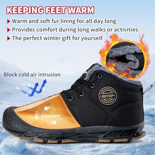 Mens Snow Boots, Mens Winter Boots, Mens Winter Trekking Snow Boots, Winter Boots for Men Waterproof Fur Lined Warm Winter Boots Men Lace up Snow Ankle Shoes Outdoor Anti-Slip Lightweight Hiking Boot2