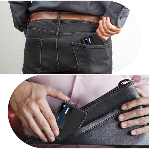 Credit Card Holder Minimalist Slim Wallet Small RFID Blocking Card Cases Compact Thin Front Pocket with ID Window for Women Men(Black) 6