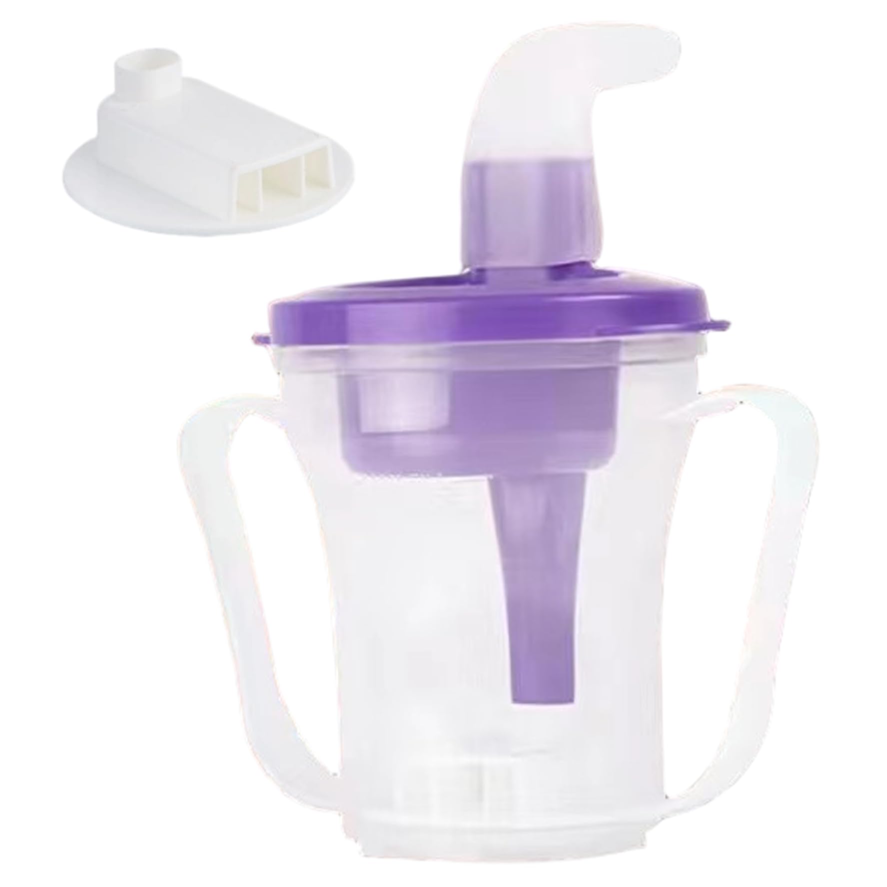 Vaso para sorber para adultos para personas mayores, vasos de plástico antiasfixia de 250 ml a prueba de derrames con tapas y pajitas, vaso para disfagia con asas dobles para adultos, hospitales