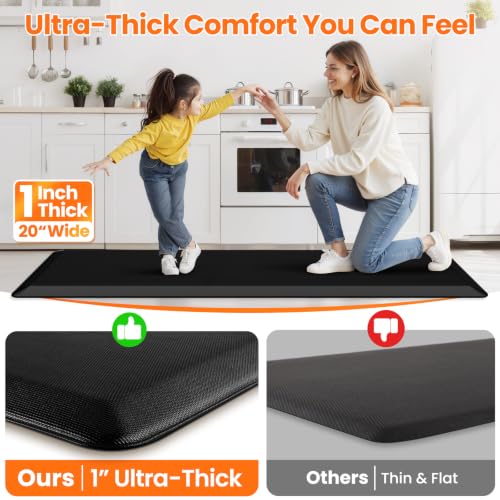 Image of 1-Inch Thick Anti-Fatigue Mat for Kitchen and Standing Desk, 20 inchx72 inch, Black