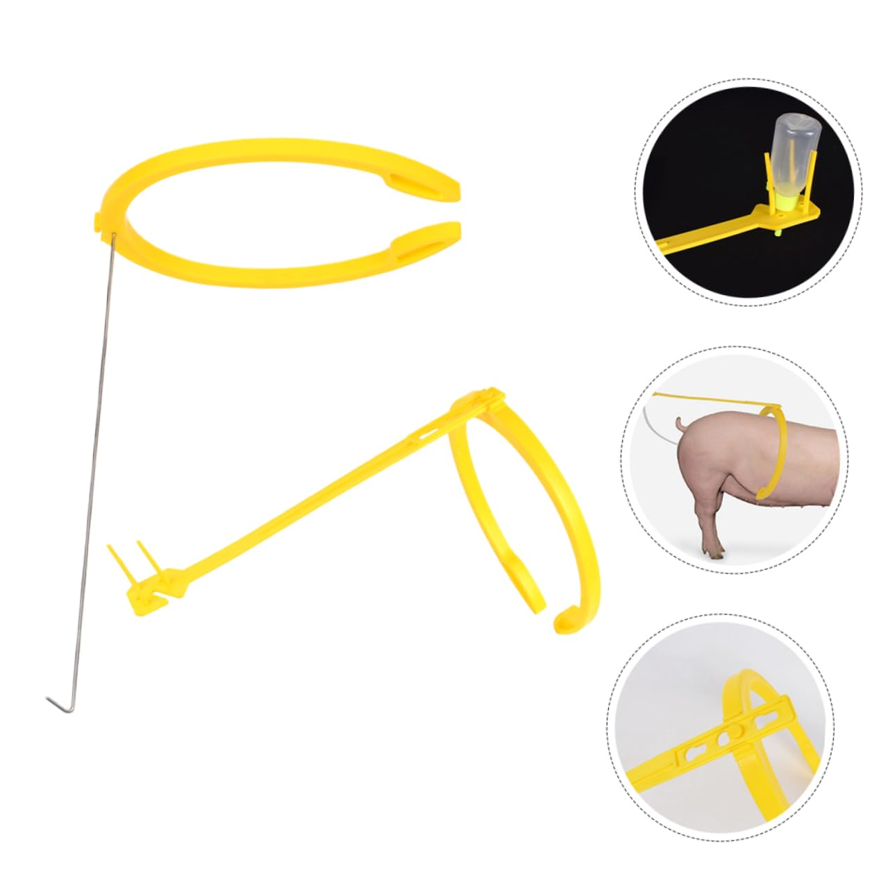 ibasenice Morsetto per Suini 2 Pezzi, Utensile Leggero in Acciaio Inossidabile e Plastica, Design Unico per Allevamento Suini in Fattoria