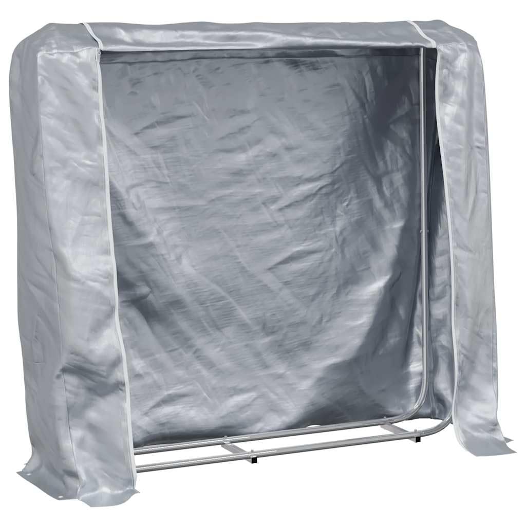 Portalegna da ardere con copertura antipioggia, 150 x 25 x 150 cm, in acciaio zincato