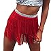 Bauchtanz Hüfttuch Kostüm Latin Dance Röcke Pailletten Quaste Fransen Outfits Rock für Damen (Rot, One Size)