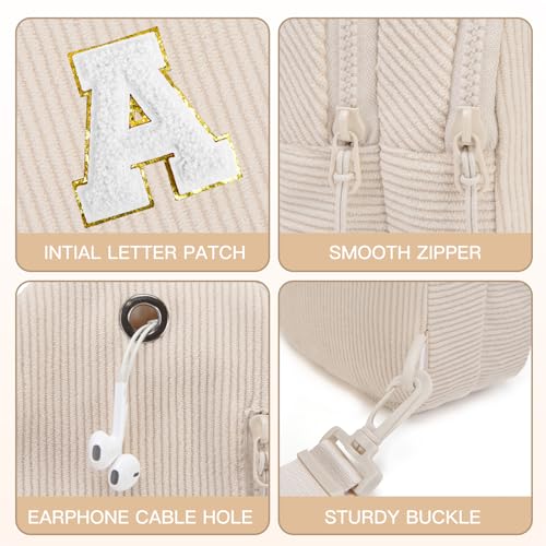 Image of Viverte Small Corduroy Sling Bag Initial Crossbody Bag Fanny Pack for Girls Personalized Birthday Gifts for Teen Girls Gifts